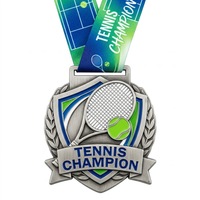 Médaille en métal personnalisée en alliage de zinc moulé sous pression 3D avec émail souple, thème Champion de Tennis, pour tournoi sportif, récompense ou souvenir, vente en gros