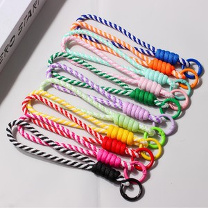 Llavero de cuerda trenzada simple hecho a mano, colgante moderno para teléfono móvil, cordón colorido para estudiantes, llavero de metal duradero - Product Image 2