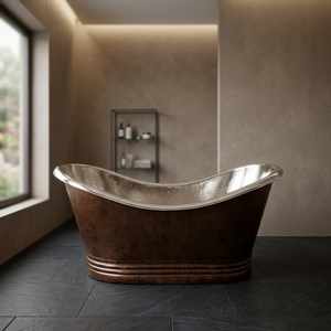 Bañera Rectangular de Cobre con Patas de Gato, Estilo Dibujos Animados, Hecha a Mano, Doble, Portátil, Plegable, Ecológica y Duradera - Product Image 1