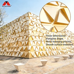 แผ่นตกแต่งผนังภายนอกอาคารอะลูมิเนียมฉลุลายด้วยเลเซอร์สำหรับบ้าน  แผงโลหะสีทองแบบเจาะรูสำหรับกันลม - Product Image 5