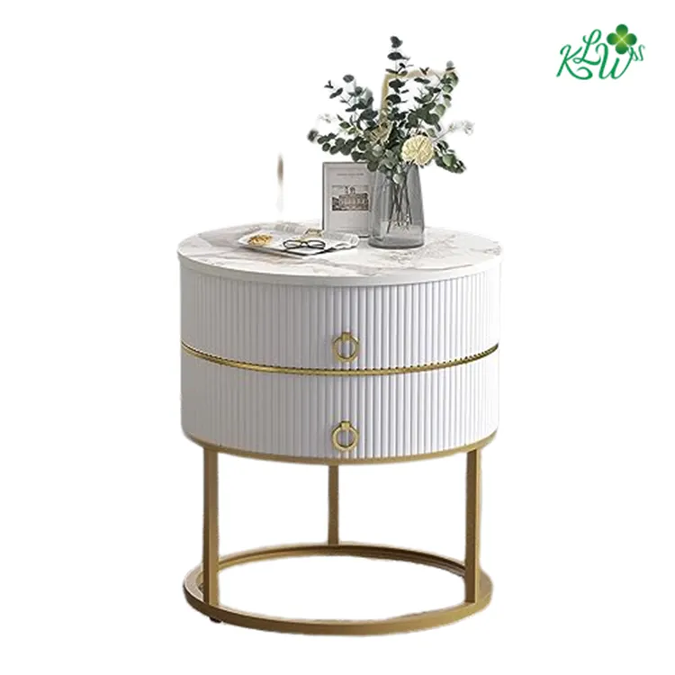 Factory Fashion White And Gold Bedside Table Nightstand With Drawer