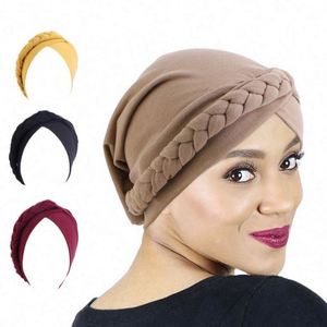 Nouveau Turban Hijab Chimio à la Mode pour Femme avec Tresse Torsadée, Protection pour Utilisation Extérieure, en Polyester et Spandex - Product Image 1
