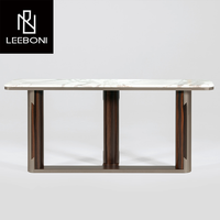Table Console en marbre avec pieds en acier inoxydable Décor d'insertion en bois massif pour entrée Villa Salon Chambre