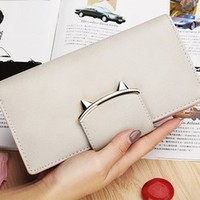 Dompet telinga kucing wanita mode baru dompet panjang gaya Jepang dan Korea dompet amplop uang tunai tempat kartu kredit ID banyak kartu