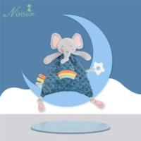 Doudou en peluche Nooer Lion, Éléphant, Lapin avec hochet et anneau de dentition pour bébé