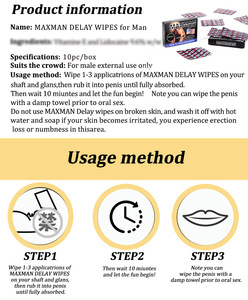 QTTOXXL Lingettes retardantes pour hommes, lot de 10, VIGA MAN MAXMAN, augmente l'endurance et la dureté - Product Image 6