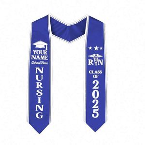 Ensemble de Stoles de Remise de Diplôme Personnalisées Classe 2025 – Accessoires Durables en Polyester Imprimés par Transfert Thermique pour Écharpe, Toque et Robe de Cérémonie - Product Image 3