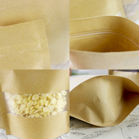 Sacs de conservation alimentaire refermables en papier kraft brun avec fermeture éclair, plusieurs tailles, thermoscellables, avec fenêtre transparente