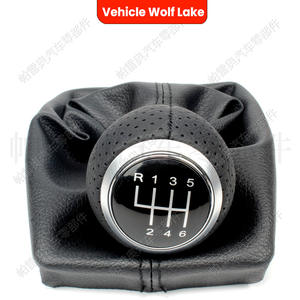 Pommeau de levier de vitesse Audi Vw R32, 6 vitesses, cuir noir, ergonomique, avec cache anti-poussière, pour Audi A4 B6 B7 - Product Image 5