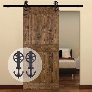 Kit de quincaillerie WEKIS insonorisé moderne noir pour porte coulissante de grange en laiton et acier avec fermeture douce pour chambre et usage extérieur - Product Image 6