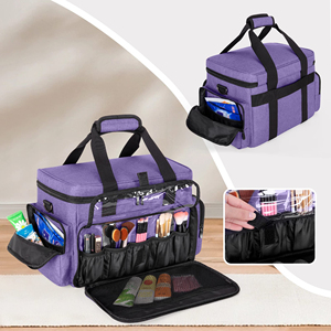 Grande trousse de maquillage avec séparateurs amovibles, trousse de maquillage de voyage pour ranger les cosmétiques et les accessoires capillaires - Product Image 4
