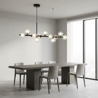 Luminaire suspendu moderne en verre, corps doré et noir, décorations LED en forme de longue bande pour salon, restaurant