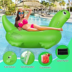 Chaise-lit gonflable octogonale en PVC en forme de tortue avec lumière LED solaire flottante sur l'eau, dossier inclinable, 127 cm x 180 cm, pour piscine - Product Image 4