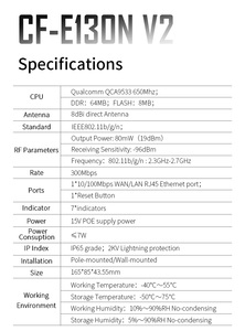 Comfast CF-E130N V2 300Mbps tầm xa ngoài trời CPE cho PTP và PTMP truyền PoE Hỗ trợ 1km + không dây CPE - Product Image 5