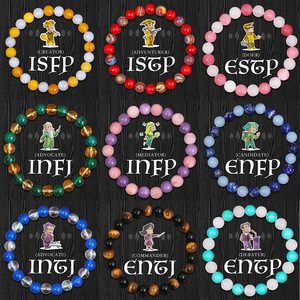 Pulsera de Piedras Naturales con 16 Figuras de Personalidades, Pulsera Elástica de Gemas Curativas, Duradera, Unisex, para Regalo - Product Image 2