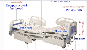 Nouveau style Fuda, lits d'hôpital pour patients en soins intensifs, manuels, rotatifs, en acier et ABS, à 3 manivelles - Product Image 3
