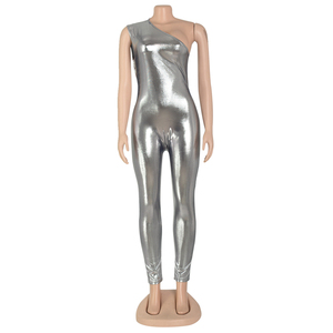 Combinaisons métallisées <span class=keywords><strong>à</strong></span> une épaule pour femmes, 5 couleurs, argent, or, <span class=keywords><strong>paillettes</strong></span>, club, fête - Product Image 2