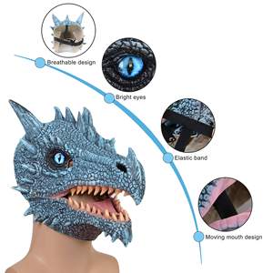 Nicro topeng dinosaurus es mulut bergerak menakutkan wajah penuh desain baru pesta topeng Halloween topeng Dino lateks realistis - Product Image 5