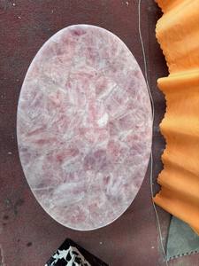 Tavolino da salotto in pietra naturale di quarzo rosa fatto a mano tavolino da salotto in onice rosa - Product Image 6