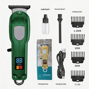 Cortadora de Pelo Profesional de Lujo, Vintage, Dorada, Metálica, con Cuchilla en T de Acero Repujado, Recargable, Inalámbrica, con Pantalla LCD, para Barbería - Product Image 4