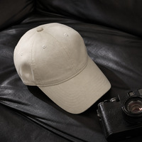 Casquette de baseball beige en coton lavé à 6 panneaux de haute qualité, non structurée, style Dad Hat, avec logo brodé personnalisé, vente en gros