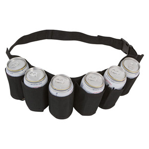Cinturón Portabebidas Para 6 Latas O Botellas - Ajustable (82-120 Cm), Negro, Tela Oxford, Ideal Para Fiestas Y Exteriores