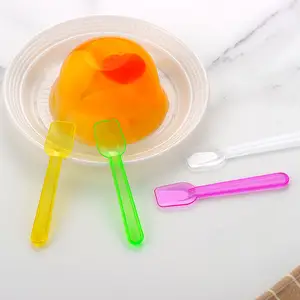 Layanan Oem plastik warna-warni PS sekali pakai sendok es krim makanan penutup sendok Spatula 1.8g alat makan