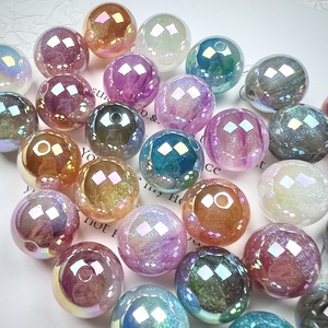 Cuentas acrílicas de arena de río y Estrella, Agujero recto Chapado en Color, cuentas redondas DIY para fabricación de joyas, llavero, bolsa, accesorios de dijes - Product Image 2