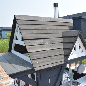 บ้านไม้กลางแจ้งสีเทาเข้ม reddoor พร้อมครัวเล่น ปล่องไฟ หน้าต่างเสิร์ฟอาหาร และกล่องปลูกดอกไม้ สำหรับเล่นในสวน - Product Image 2