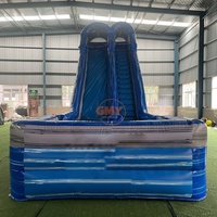 Toboggan aquatique gonflable géant bleu pour adultes, pour usage commercial en extérieur