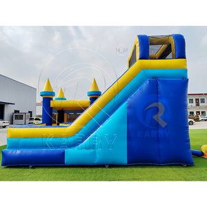 Château Gonflable Classique Bleu et Jaune Combo 6x7m pour Fêtes, Aire de Jeu Gonflable avec Toboggan et Souffleur - Product Image 6