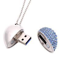Flashdisk USB 2.0 8GB Bentuk Hati Kalung Berlian Romantis Memory Stick Gantungan Kunci Gratis Ide Hadiah Pernikahan Baru Bahan Logam