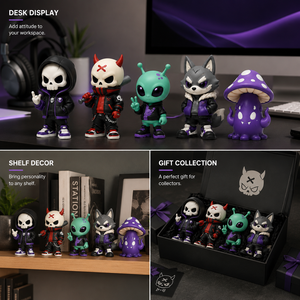 Figurines PVC personnalisées Goth Punk Crâne Alien, Diable cornu, Loup-garou, Champignon <span class=keywords><strong>Mutant</strong></span>, Thème Gothique, Mascotte de collection Halloween - Product Image 5