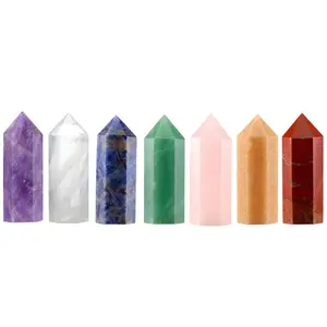 Vente en gros d'obélisques en quartz clair Améthyste Pierres de guérison Pilier de cristal Baguette en quartz naturel Tour de fluorite en cristal