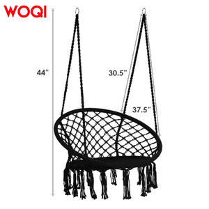 Silla colgante para exteriores Woqi, color negro, 37.5 pulgadas de diámetro, columpio de malla de nailon resistente para patio, terraza y jardín. - Product Image 1