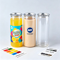 Bouteilles en plastique PET transparentes de qualité alimentaire pour sodas et bières, personnalisables avec logos, avec couvercle en aluminium à ouverture facile, vente en gros