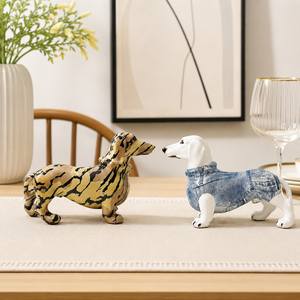 Estatua de Perro Dachshund con Rayas de Tigre, Impresión por Transferencia de Agua, Escultura de Resina, Arte Pop, Adorno para Mascotas, Decoración para Sala de Estar, Escritorio, Hogar - Product Image 4
