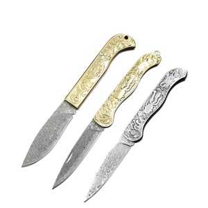 Couteau pliant en acier inoxydable HK FB207 180 mm, manche en acier inoxydable/cuivre blanc, haute dureté, multifonctionnel, tranchant, OEM, DIY - Product Image 1