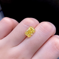 Diamant jaune fantaisie de laboratoire taille radiant allongé en or jaune 18 carats, bijoux fins personnalisés, pierre précieuse unisexe pour bague