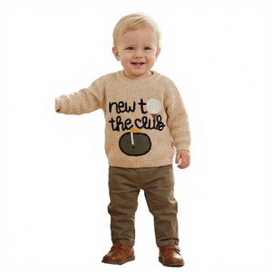 Pull en coton pour bébé, tricoté, avec broderie personnalisée, cadeau écologique pour nouveau-né, garçon ou fille - Product Image 3