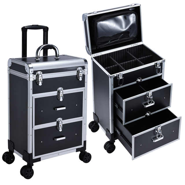 Valise de Maquillage Professionnel 4-en-1 Noir Mallette Cosmétique - Ciel & terre Commerce