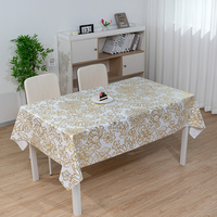 Nappe de table en toile cirée RNPT Gold Leaves Champagne, facile à nettoyer, résistante à la décoloration, rectangulaire