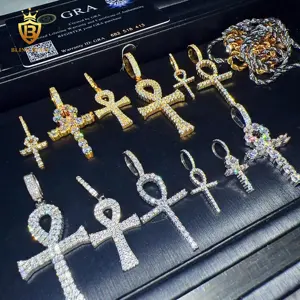 Blingdiam Jewelry Hip Hop Moissanite Custom Pendant 925 Sterling Silver Cross Charm Necklace For Men Women
