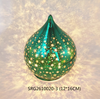 Boule en verre verte avec lumière LED pour la décoration de Noël et la décoration de la maison