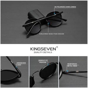 KINGSEVEN 2024 Lunettes de Soleil Rondes Polarisées UV400 pour Hommes, Monture Vintage, Protection Visuelle pour Femmes 7375 - Product Image 5