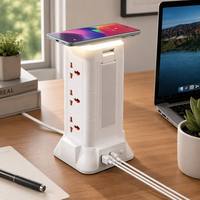 Regleta de Enchufes Vertical con Carga Inalámbrica y 3 Puertos USB Tipo C PD de Carga Rápida, Tomas Universales, Certificación CE, Venta al Por Mayor de Fábrica, Logotipo Personalizado