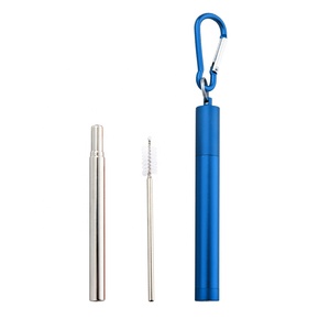 <span class=keywords><strong>Paille</strong></span> Télescopique Personnalisable <span class=keywords><strong>en</strong></span> Acier Inoxydable, <span class=keywords><strong>Pliable</strong></span> et Portable, avec Étui Rétractable et Porte-Clés - Product Image 3