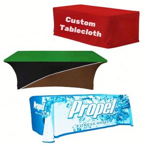 Custom Logo Printed Polyester Stretch Anti-Wrinkle Portable <b>Table</b> Cover 6ft 8ft Wedding with Unique Design - Product Image 6