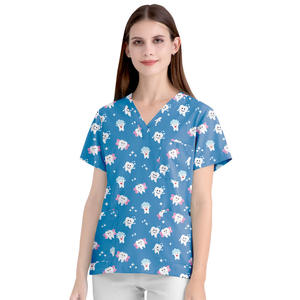 Uniforme médico de cuello en V de varios colores para mujer y hombre, conjunto de uniformes médicos, Top y pantalones, traje de ropa de lavado a mano de lona - Product Image 6