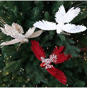 Décorations de Noël Longstar de luxe, ornements faits main en plumes et perles, longues pampilles, décorations suspendues élégantes pour la maison - Product Image 3